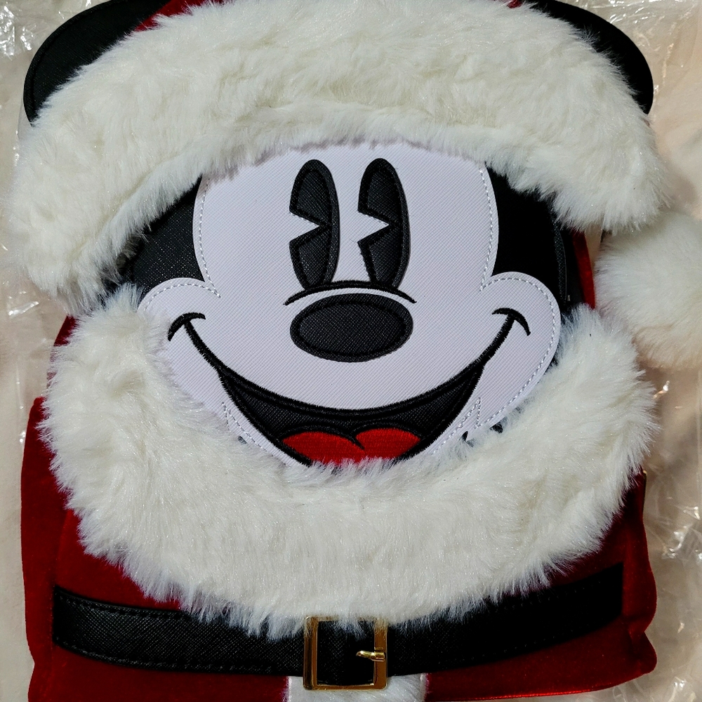 Santa Mickey Disney Parks Loungefly backpack purse